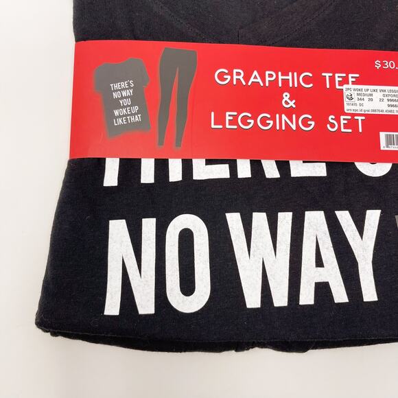 New Theres No Way You Woke Up Like That V Neck Legging Set 2 Pc Set Black Medium - Picture 5 of 6